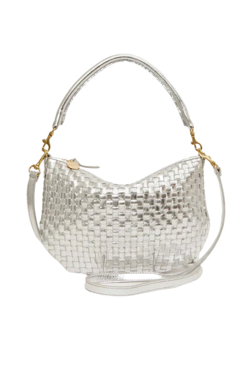 Clare V Petite Moyen in silver woven