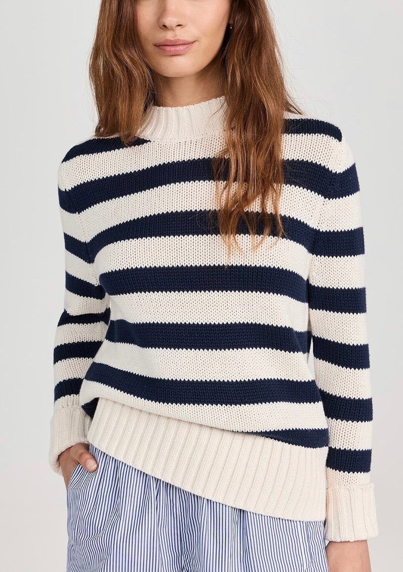 Kule cotton navy stripe sweater. Size L