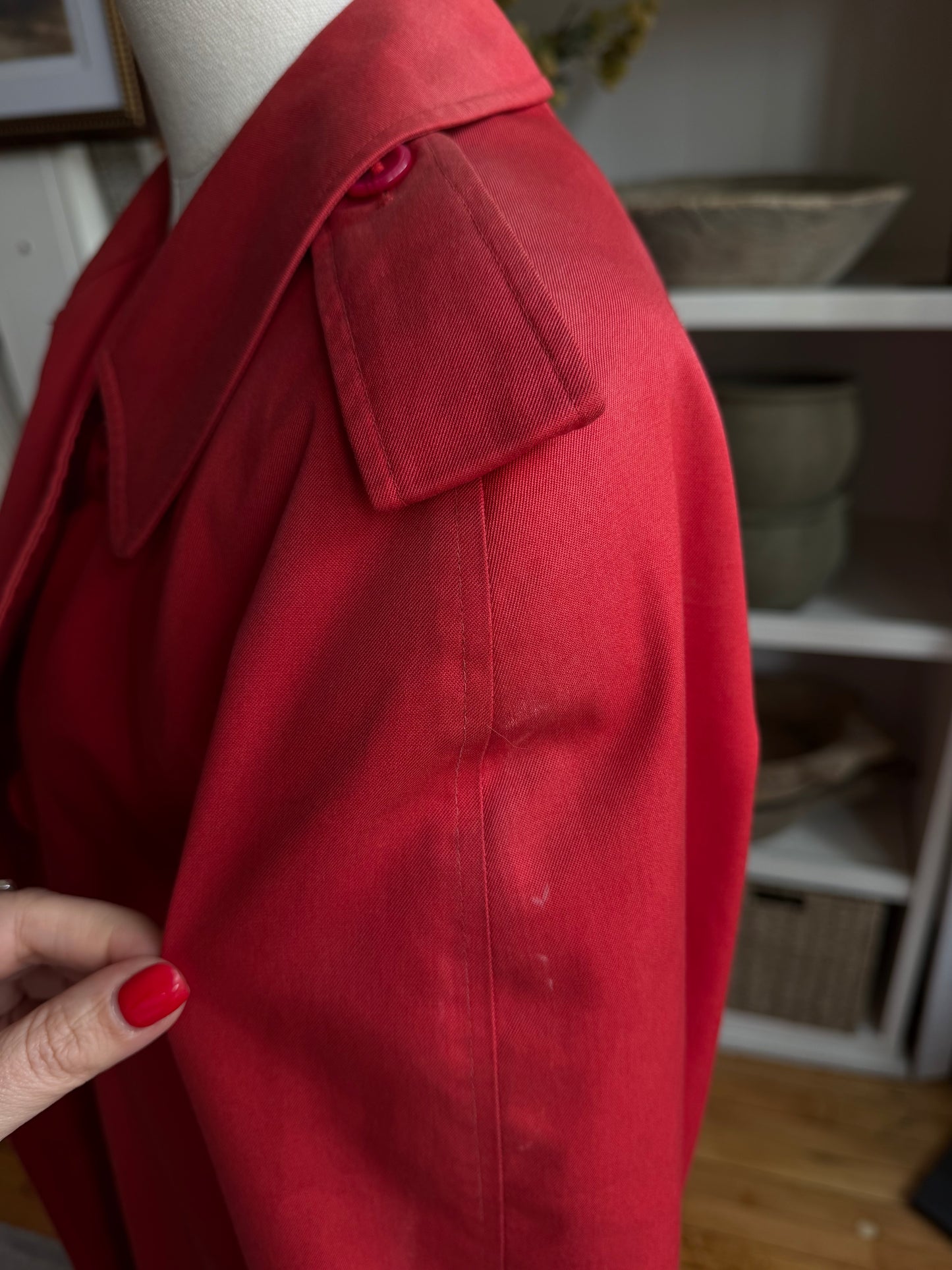 Vintage Burberry red trench. Made in England. Sourced in Paris