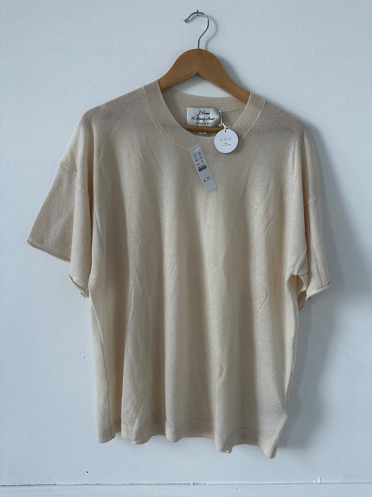 JCrew relaxed cashmere tee in cream. Size medium