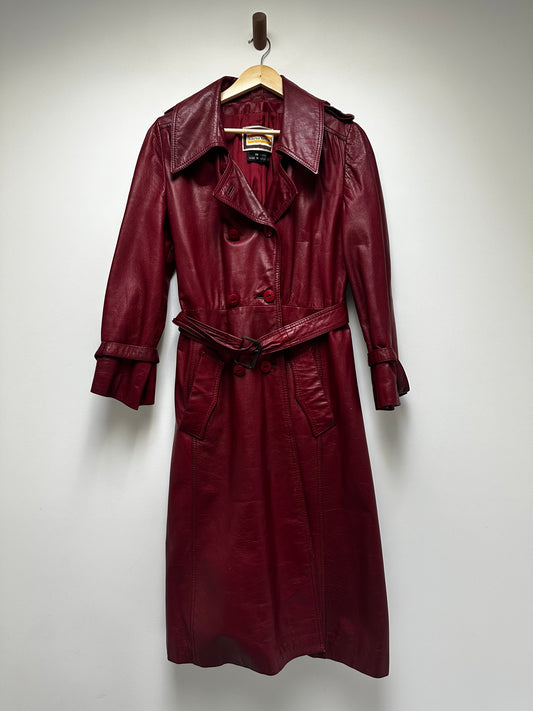 Vintage red leather trench