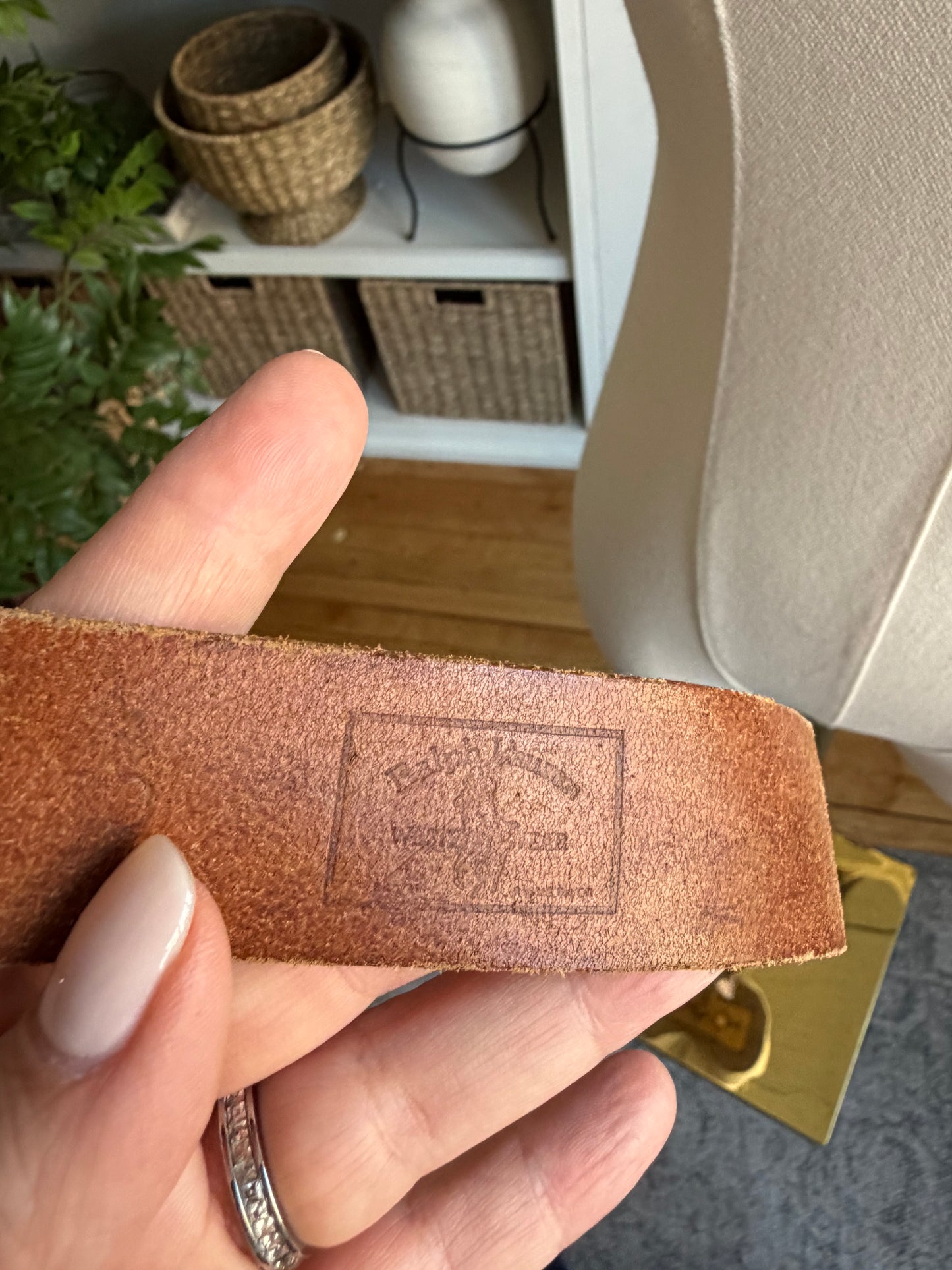 80s Ralph Lauren tooled leather western belt
