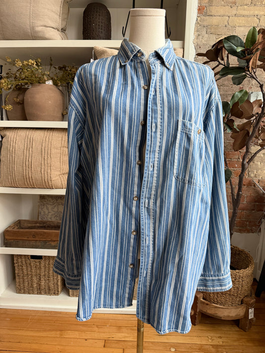 00s Basic Edition denim striped button down