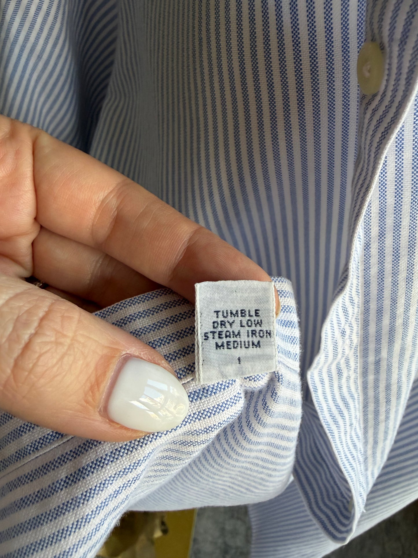 90s Ralph Laure striped oxford button down. Made in Japan