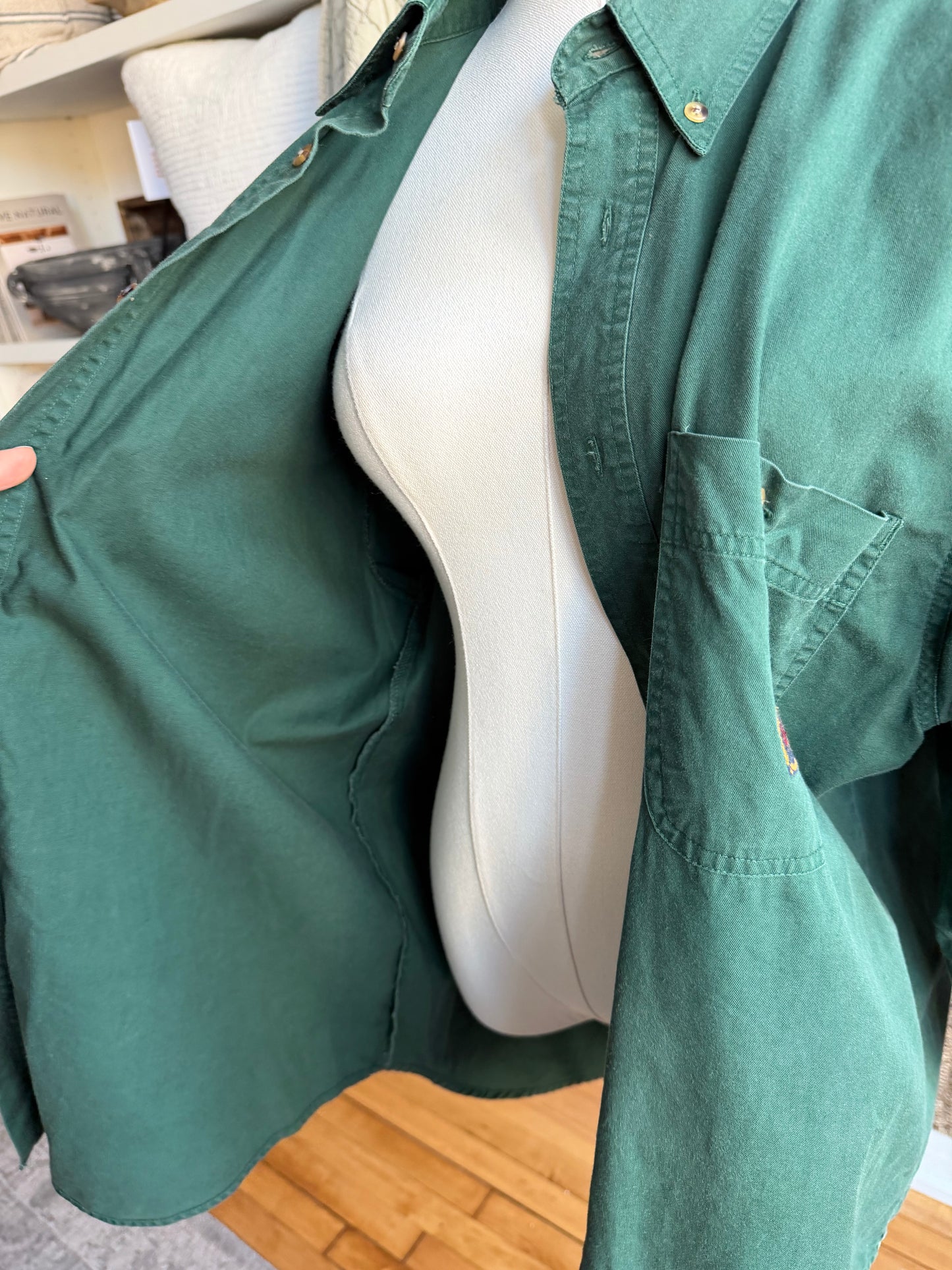 90s Bugle Boy hunter green cotton button down