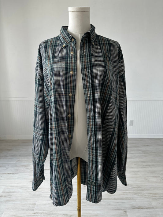 90s Dockers green plaid button down
