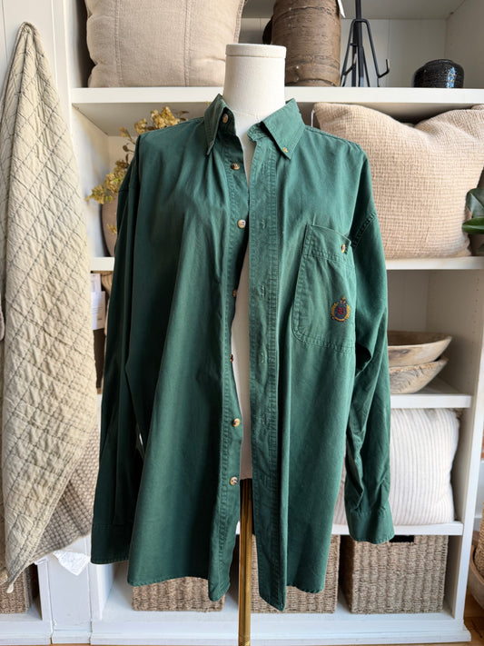 90s Bugle Boy hunter green cotton button down