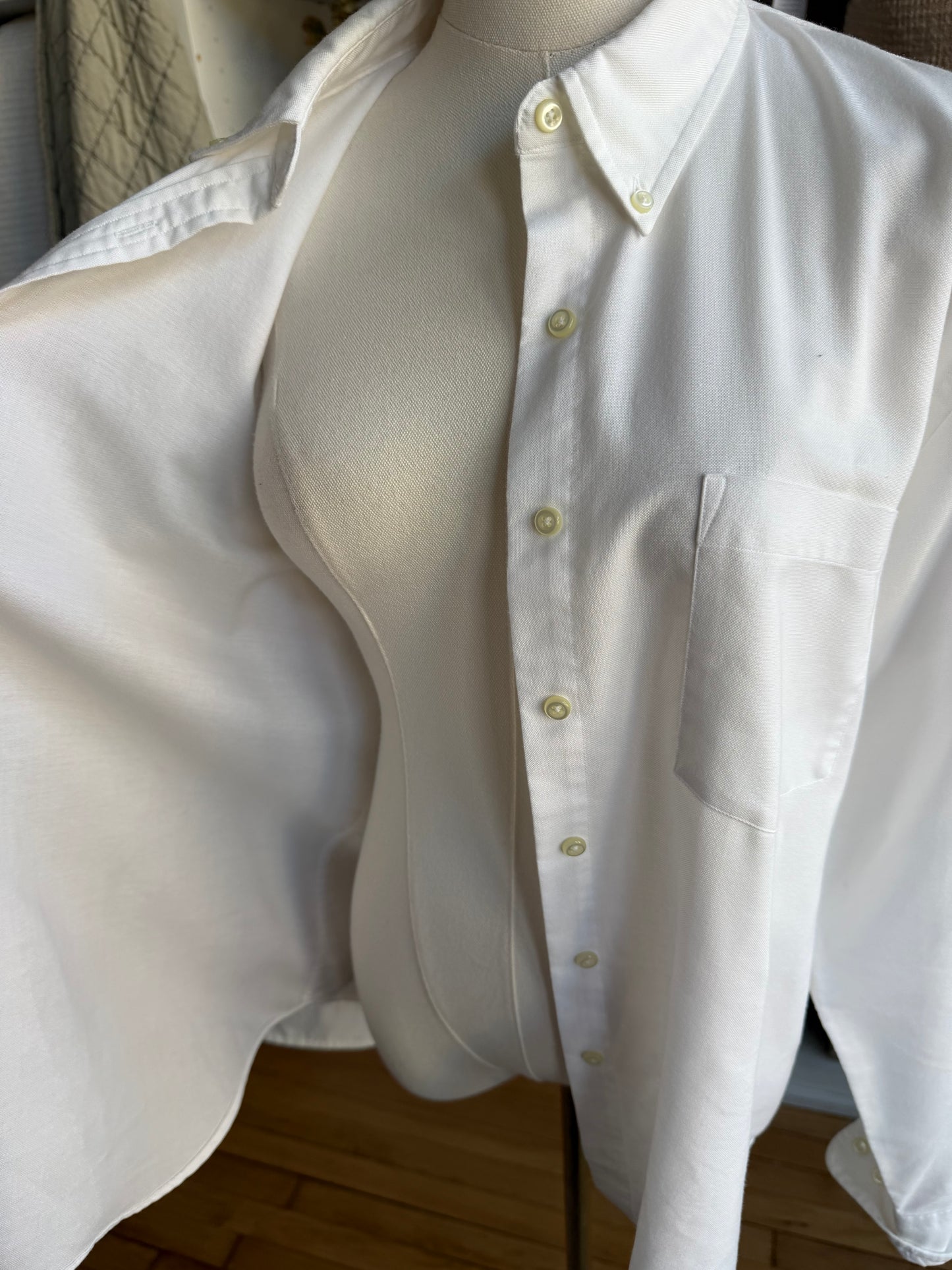 90s Lands End white oxford button down