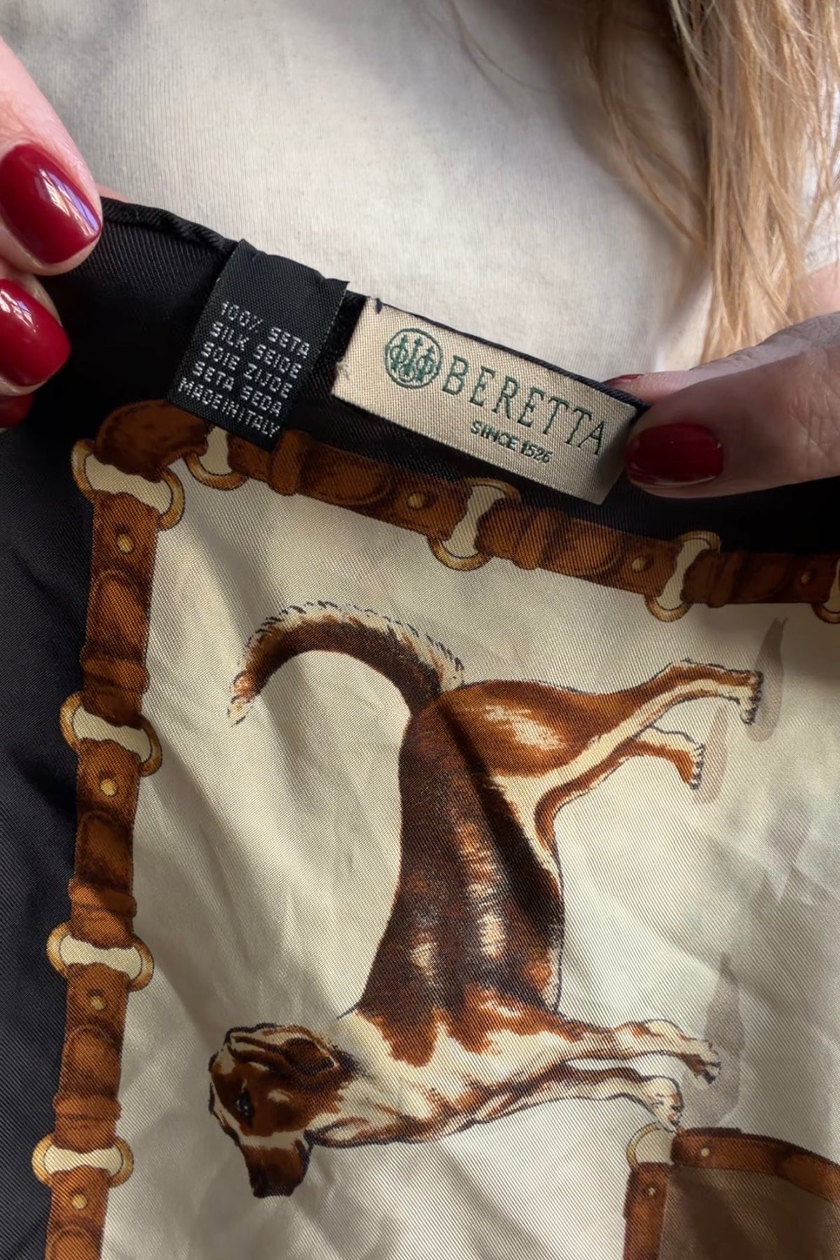 Vintage Beretta silk scarf. Made in Italy