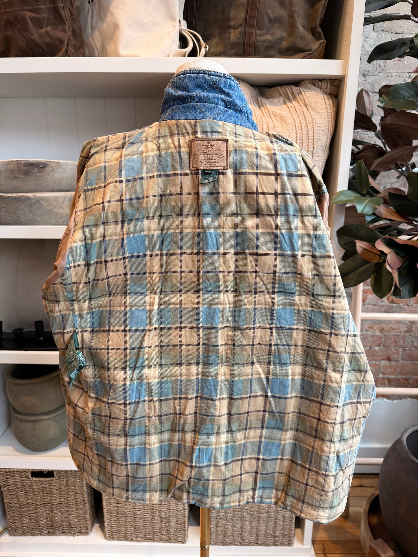 90s Lauren Jeans Co denim quilted jacket. Made in Hong Kong