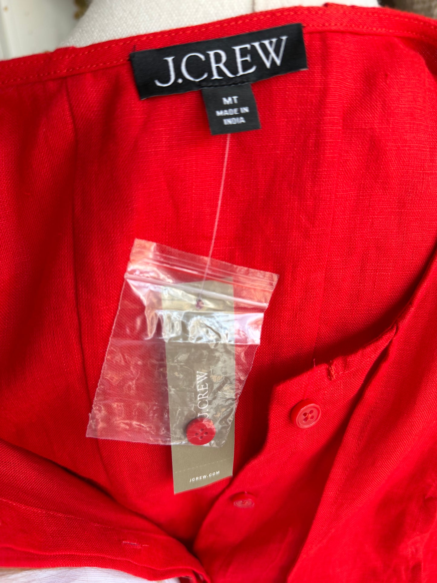 JCrew Seamed linen dress with removable belt. Size M Tall. NWT