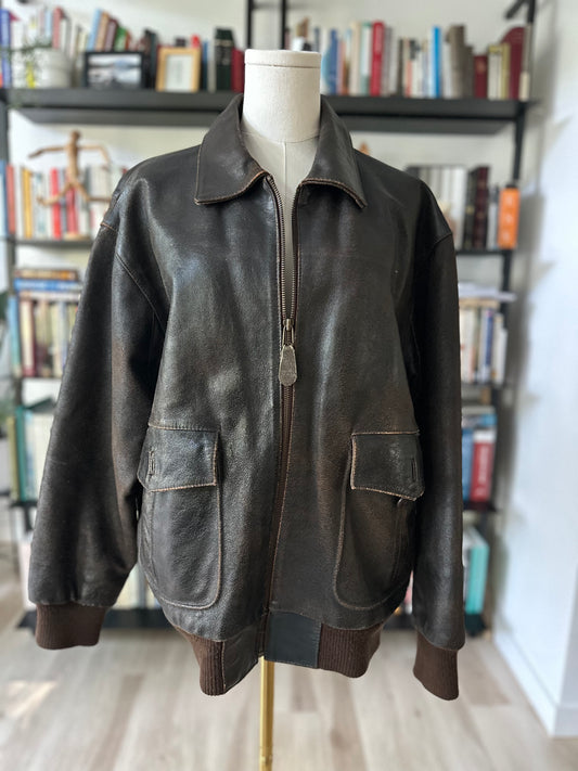 90s Rockcreek Trading Co leather bomber. Made in Korea