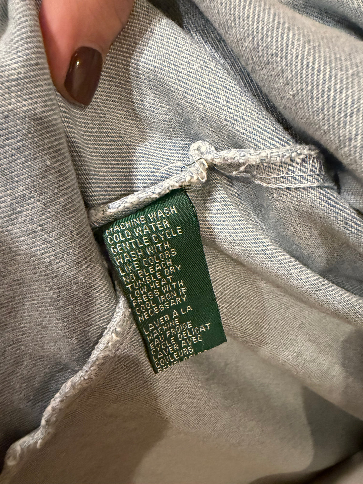 90s Lauren Ralph Lauren denim fireman clasp chore coat. Fits M-L