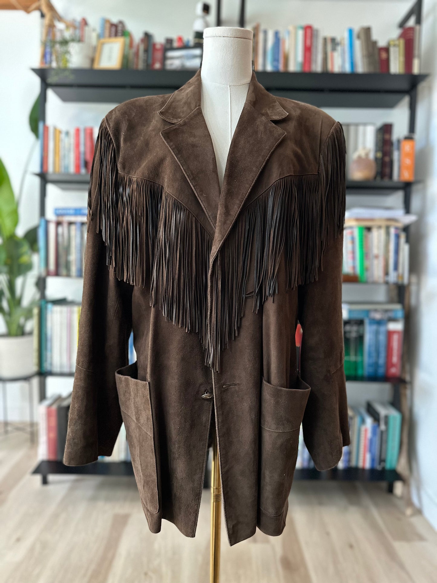 70s/80s Jose Luis brown fringe jacket. Made in the USA
