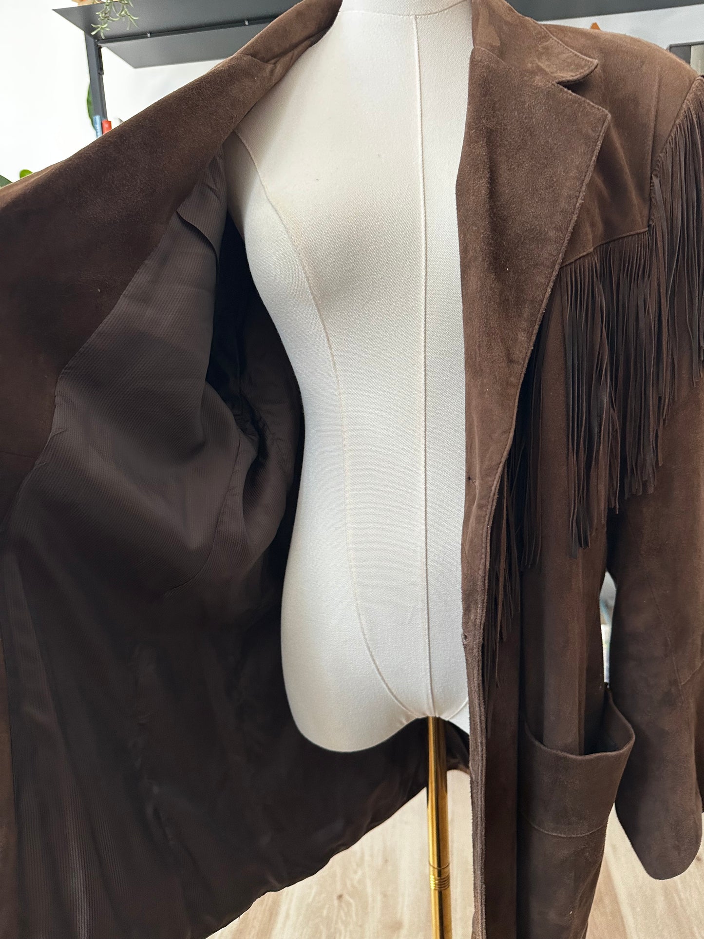70s/80s Jose Luis brown fringe jacket. Made in the USA