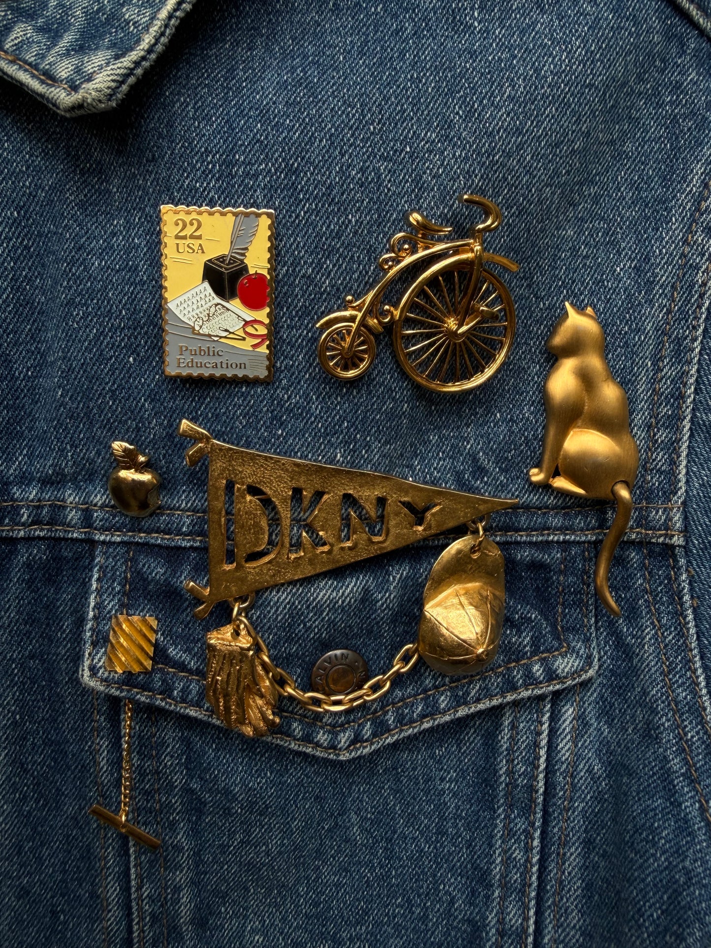 90s Calvin Klein denim brooch jacket