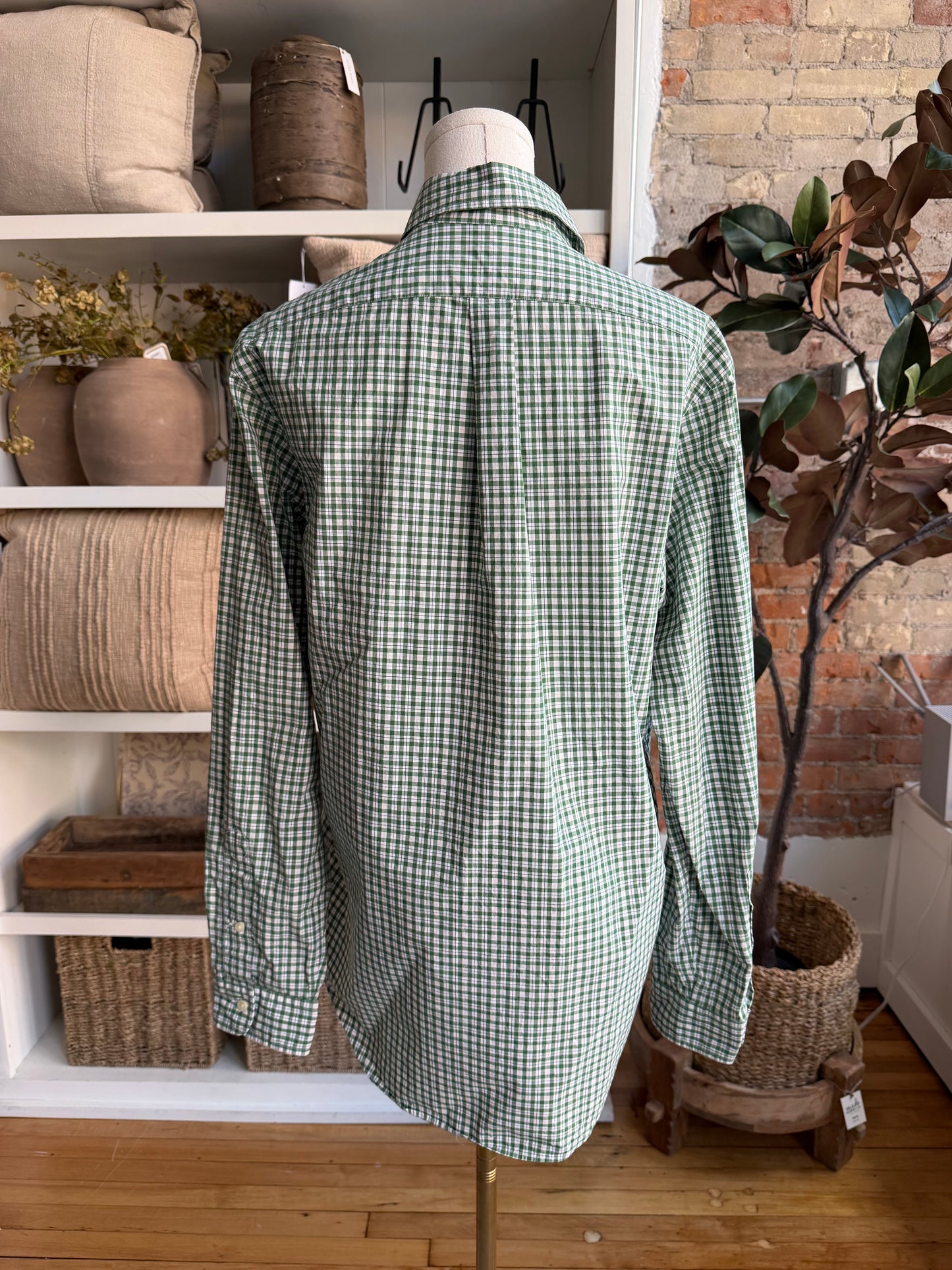 00s Ralph Lauren green check poplin button down