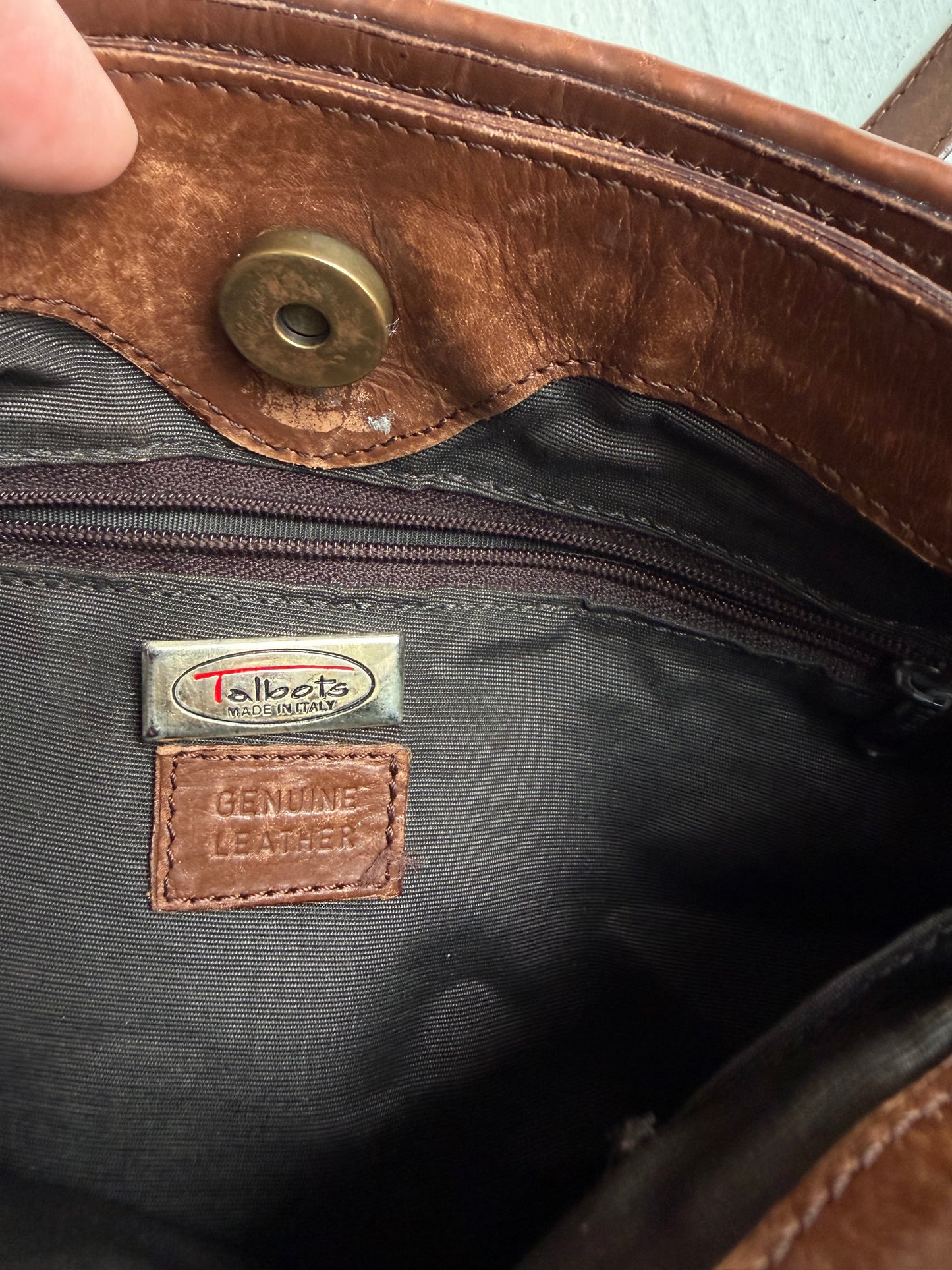 90s Talbots woven leather crossbody bag. Made in Italy