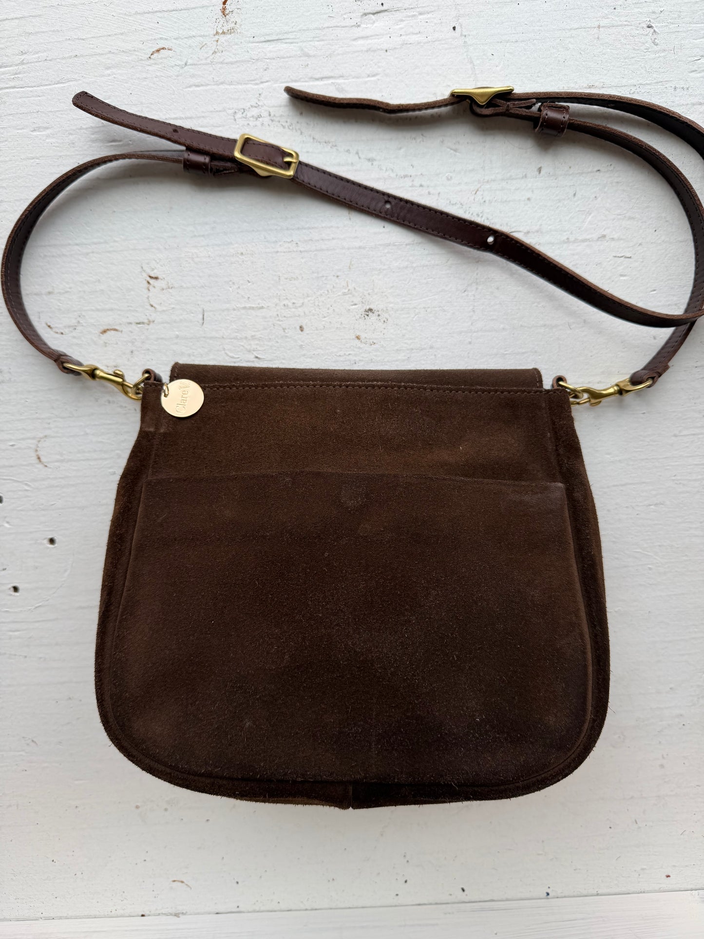 Clare V Turn Lock Louis brown suede