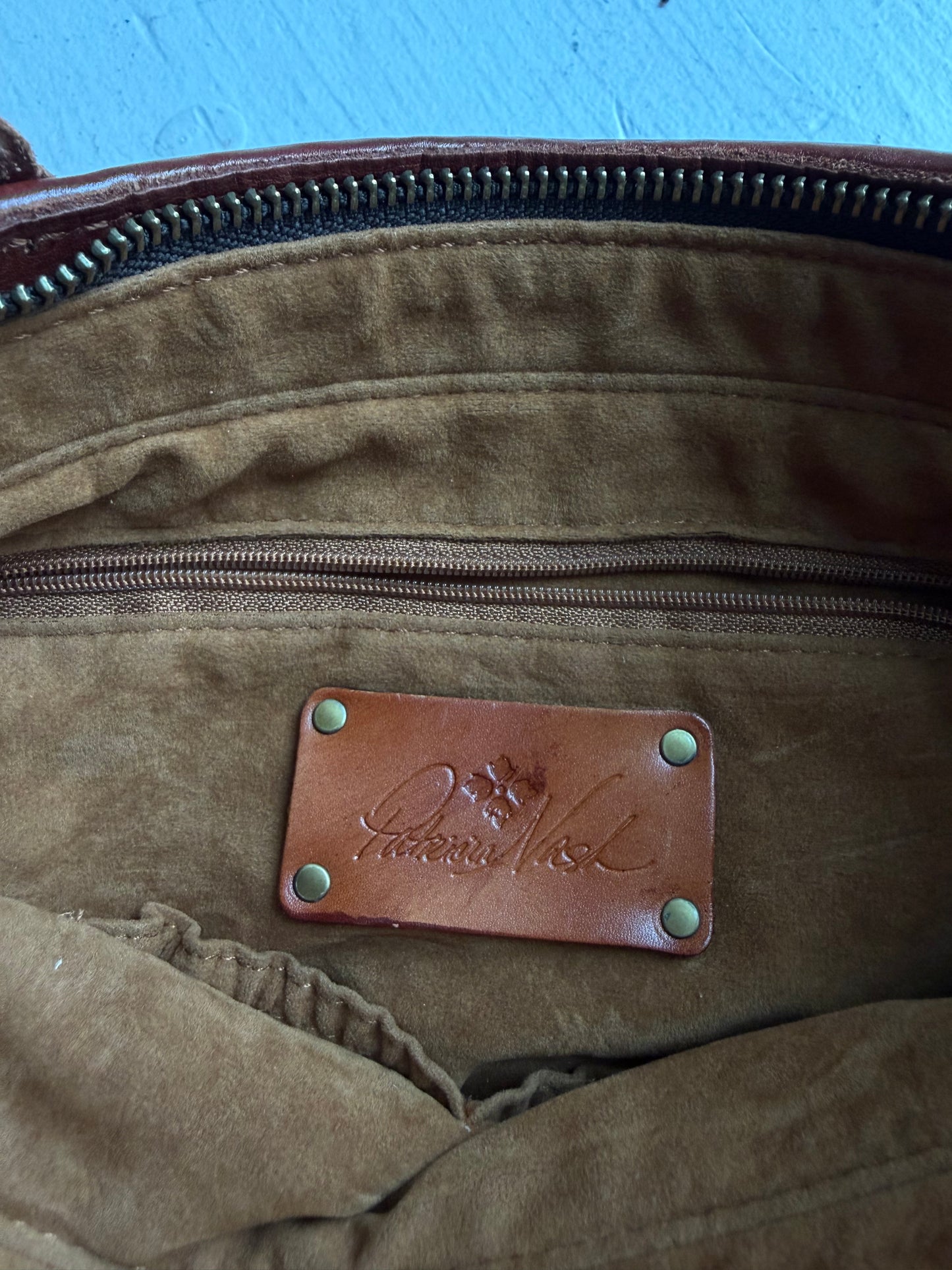00s Patricia Nash leather woven crossbody bag