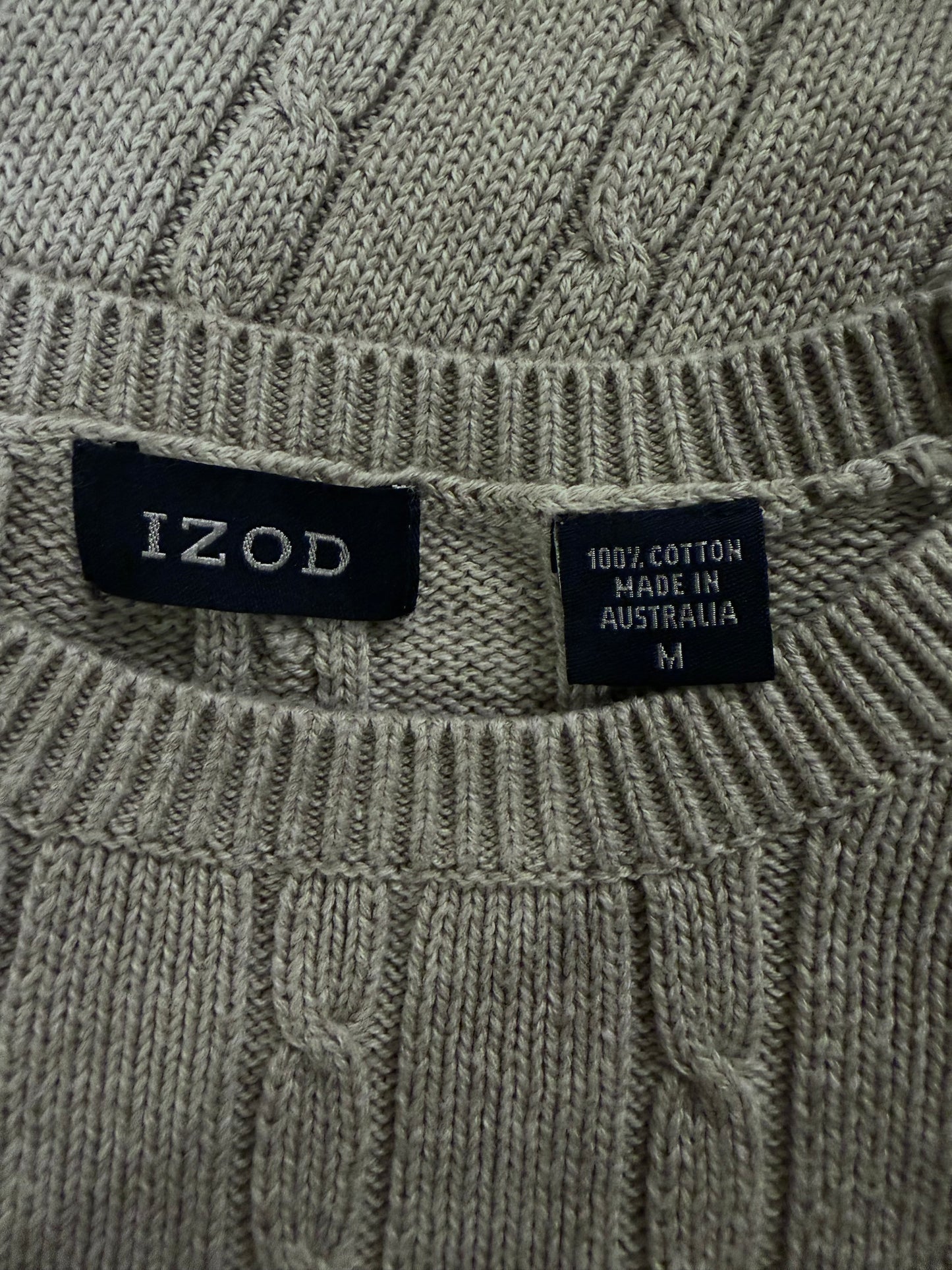 90s Izod cotton cable knit sweater. Made in Australia. Fits S-L