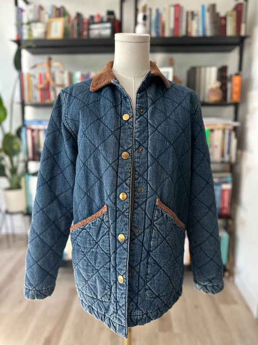 90s Lauren Jeans Co denim quilted chore coat. Made in Hong Kong