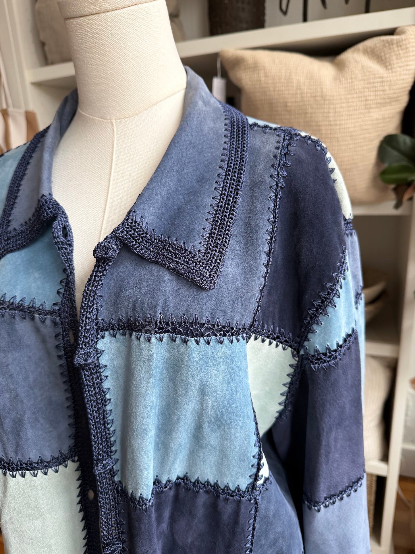 00s Denim and Co suede patchwork jacket