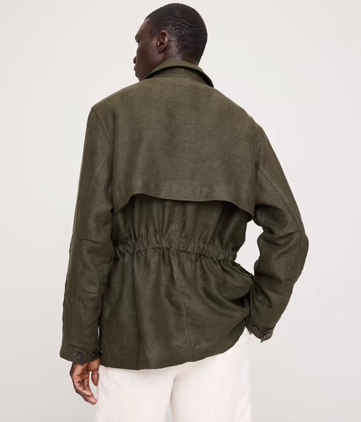 Banana Republic linen canvas utility jacket in olive green. Size L