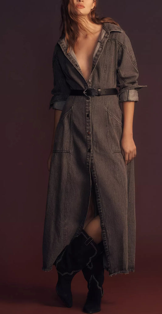 Anthropology black denim dress by Let Them Be. Size medium