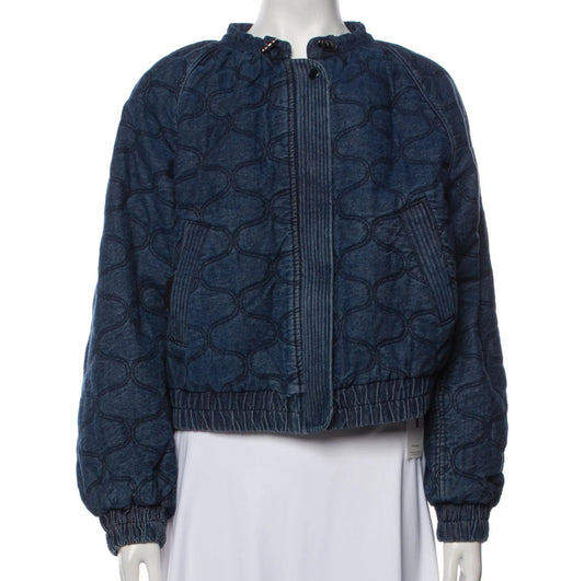Ba&sh Yonkers denim cropped quilted jacket. Size medium
