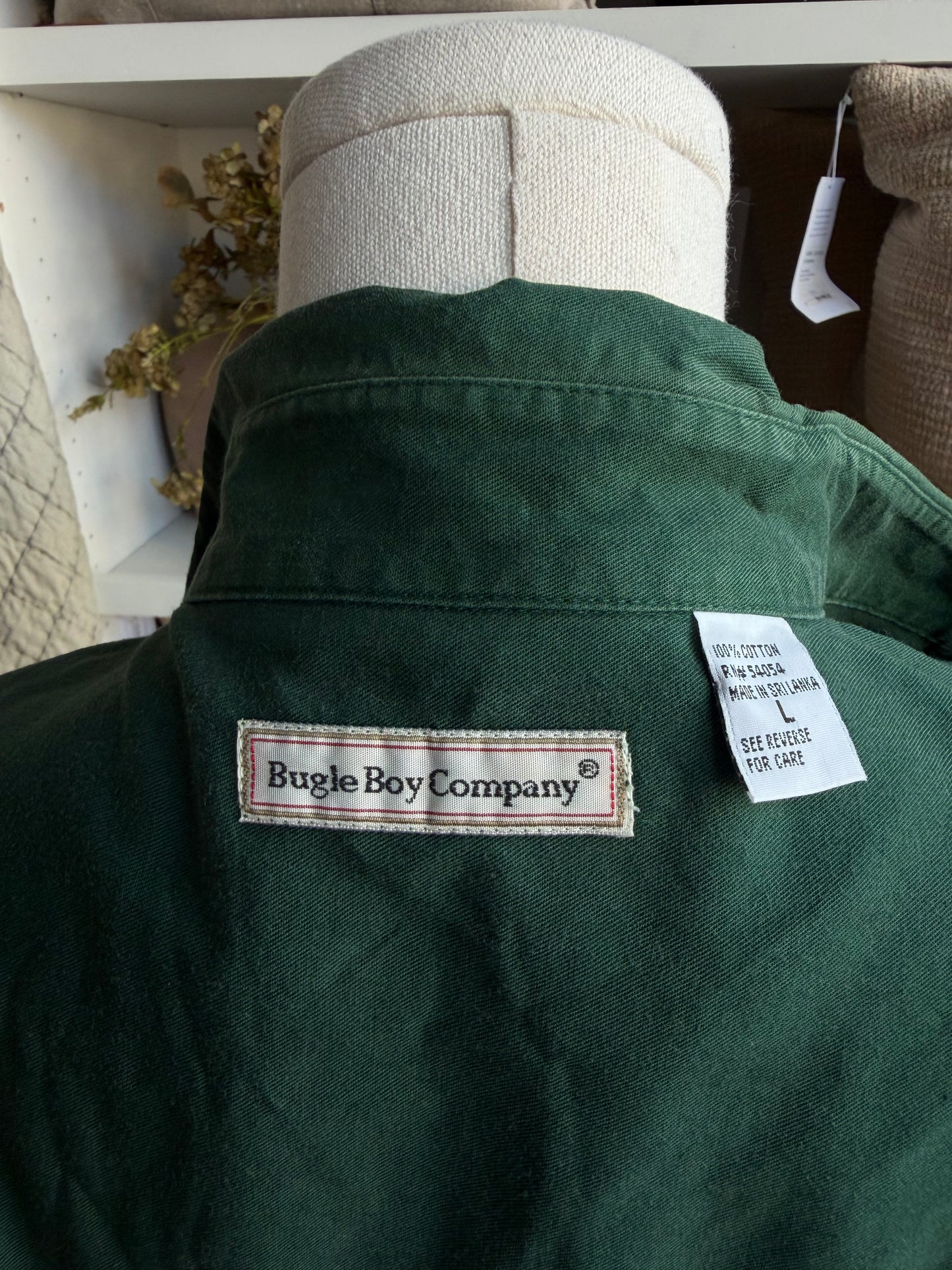 90s Bugle Boy hunter green cotton button down