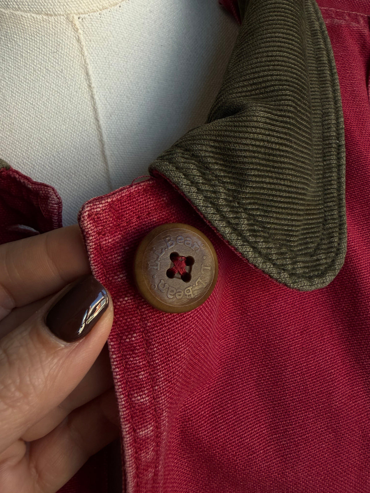 80s LL Bean red barn coat with removable wool lining. Made in the USA. Fits M-XL