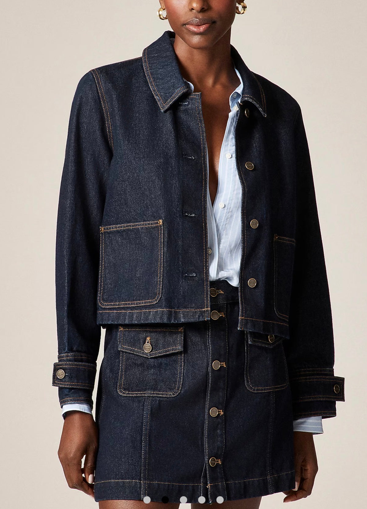 JCrew cropped denim barn jacket. Size L