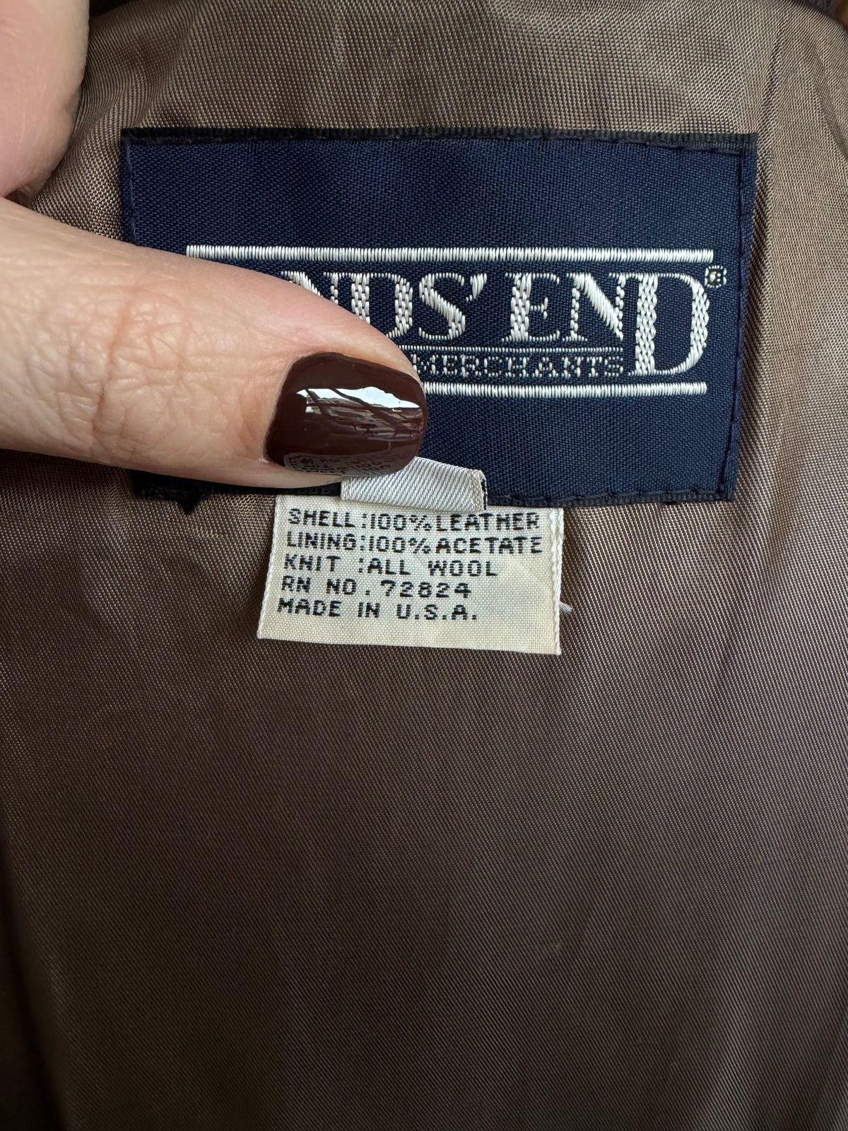 80s Lands End leather bomber. Made in the USA. Fits M-XL