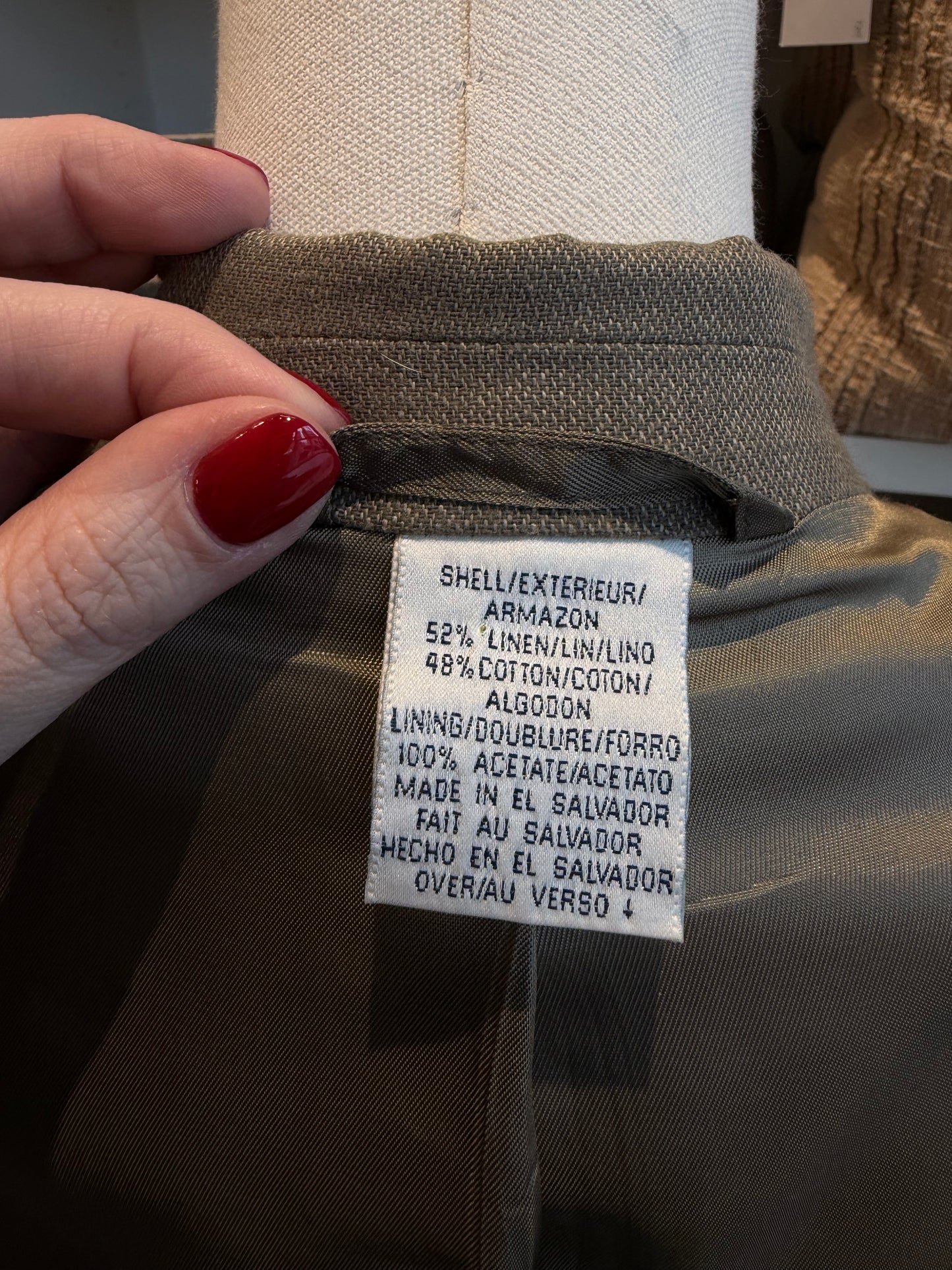 90s Calvin Klein green linen vest and blazer