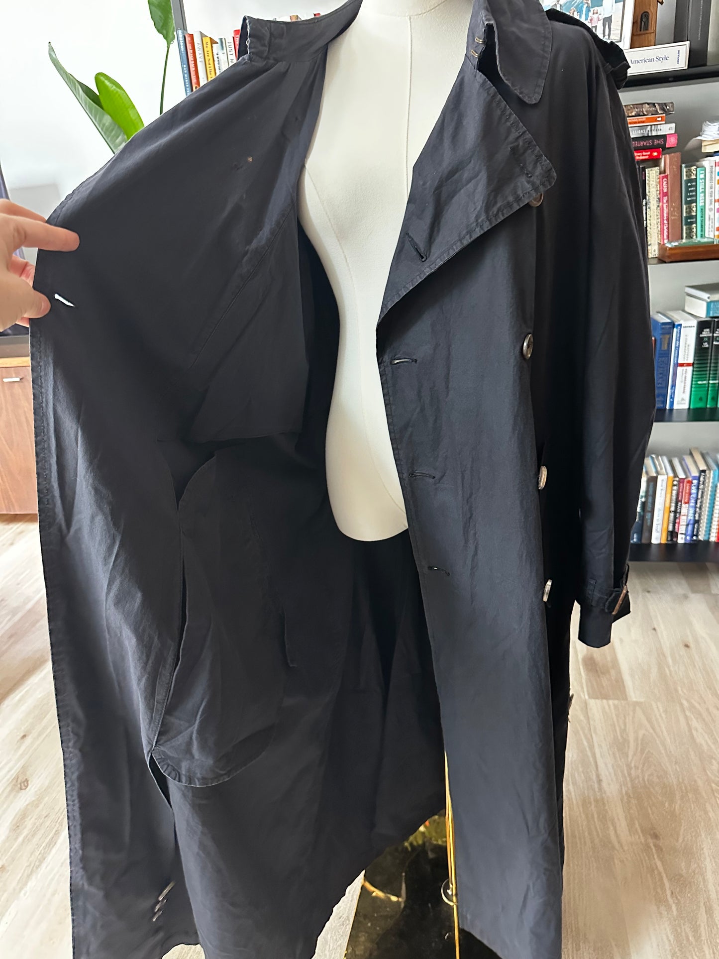 90s Polo Ralph Lauren navy light weight trench coat