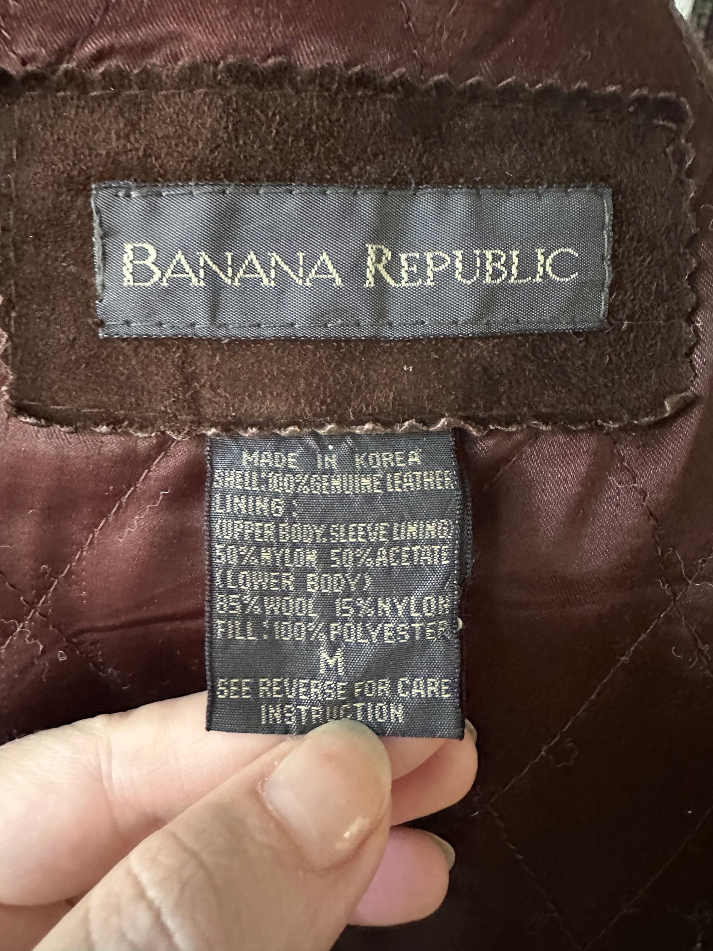 90s Banana Republic leather barn coat. Made in Korea