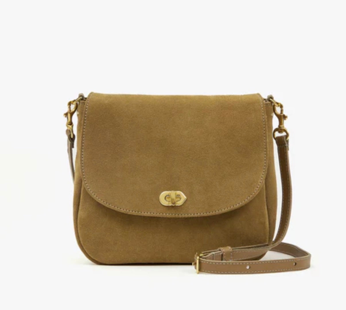 Clare V Turlock Louis in Oat suede (olive green)