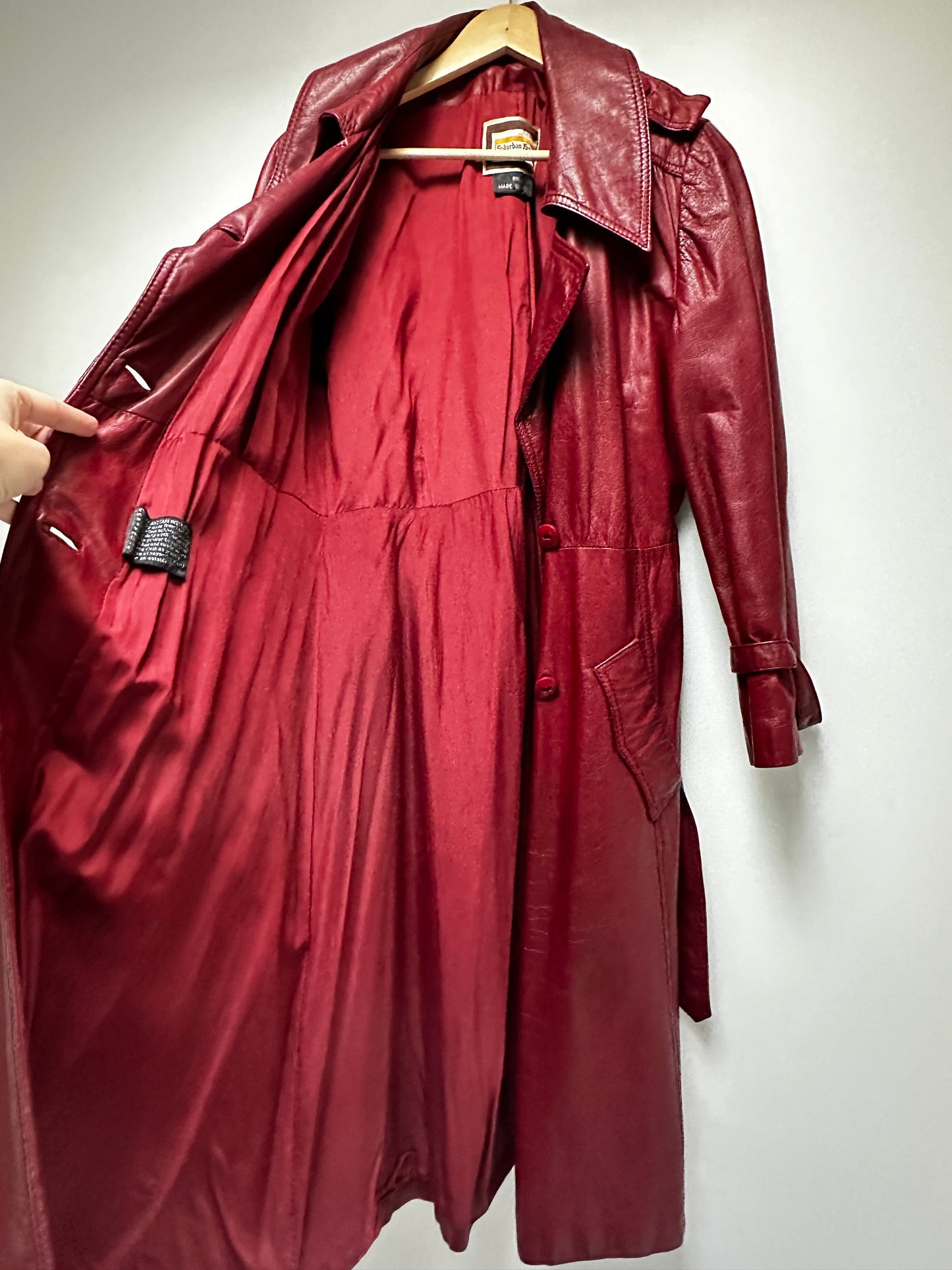 Vintage red leather trench