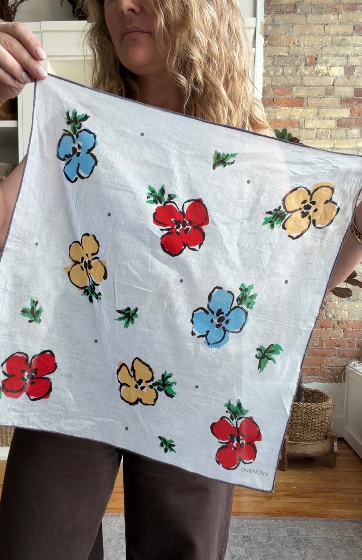 #7 Vintage Givenchy poppy cotton scarf