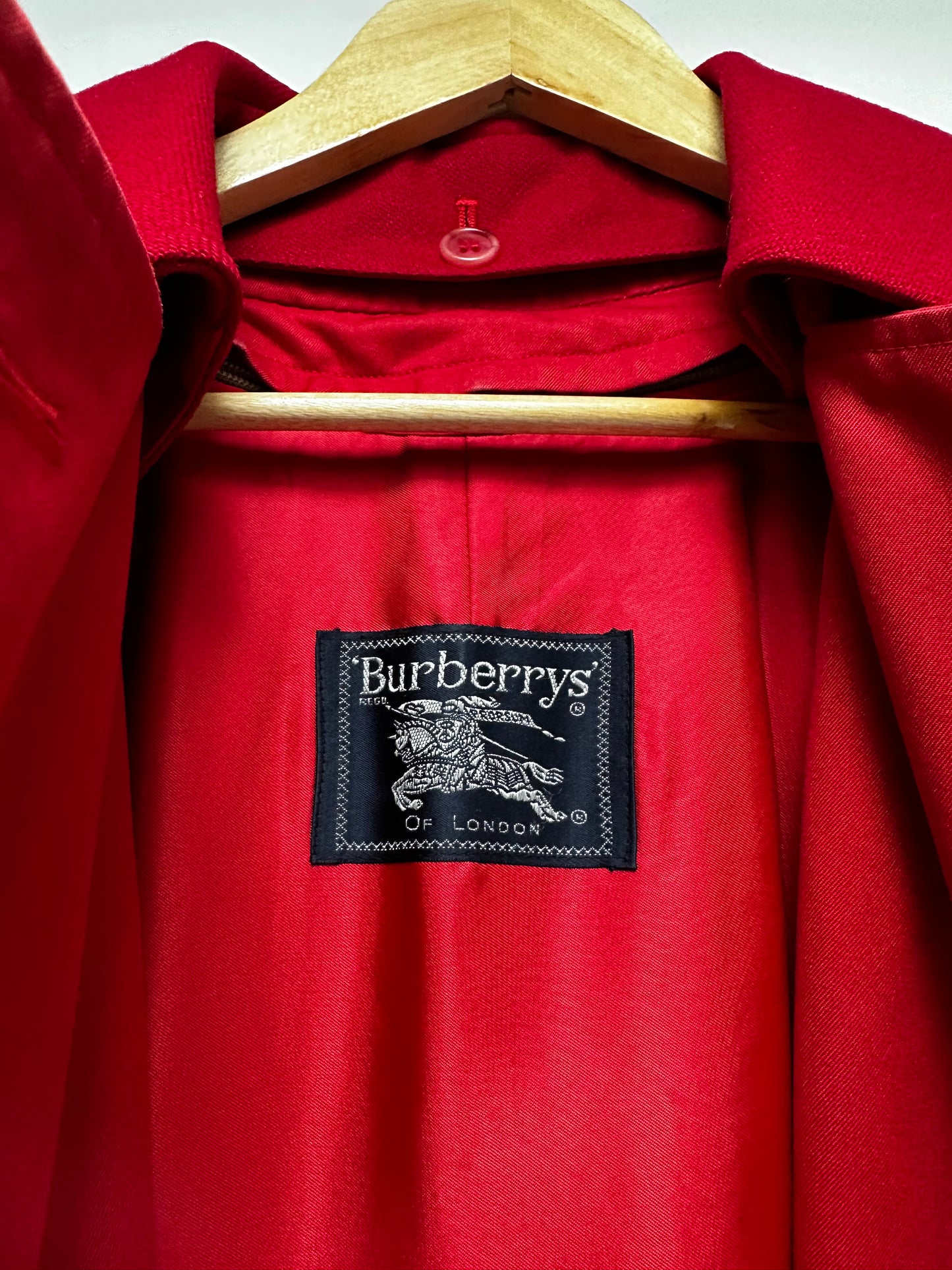 Vintage Red Burberry double breasted trench with removable wool lining