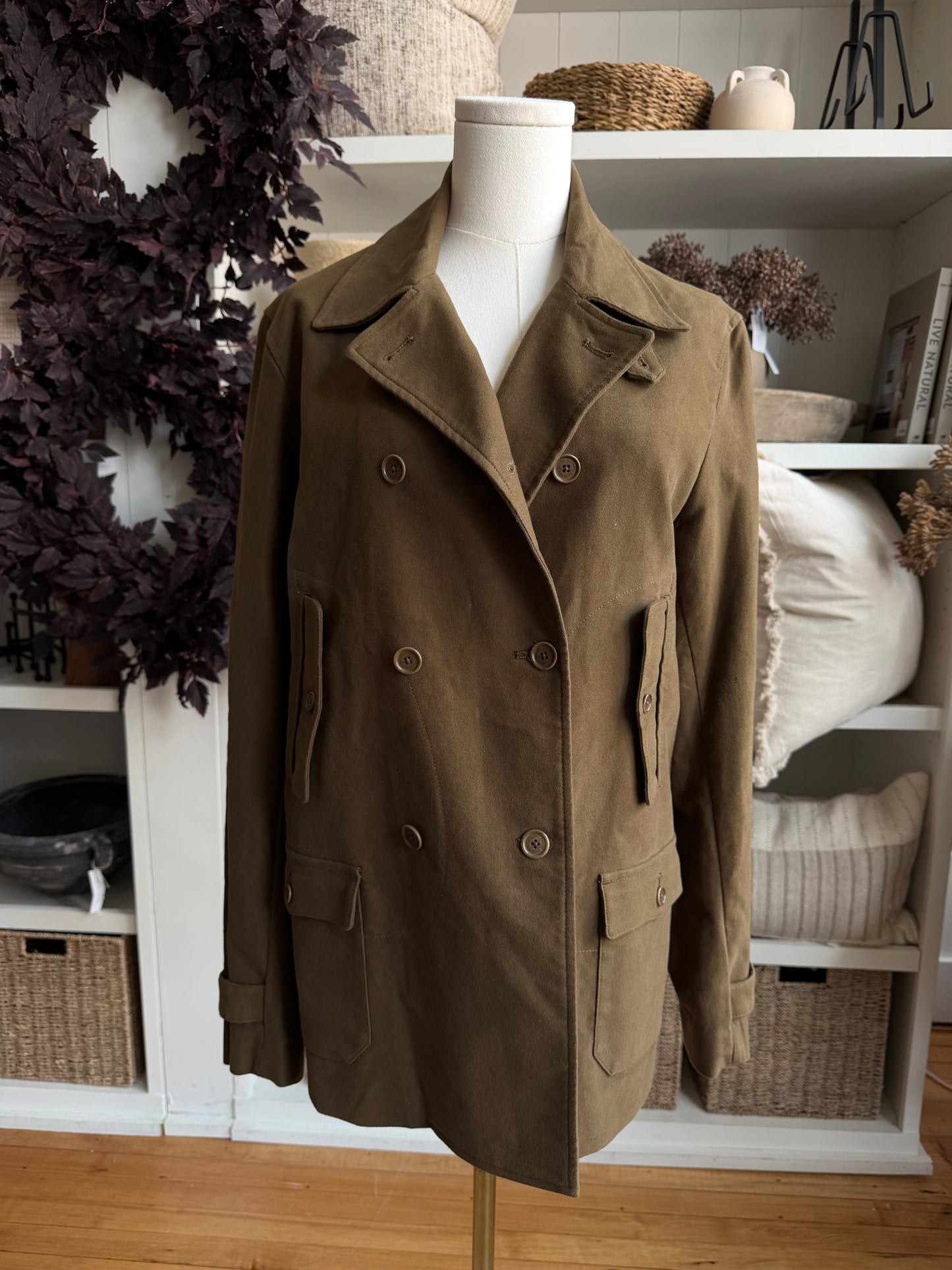 90s Lauren by Ralph Lauren brushed cotton pea coat. Made in Hong Kong. Fits XS-M petite