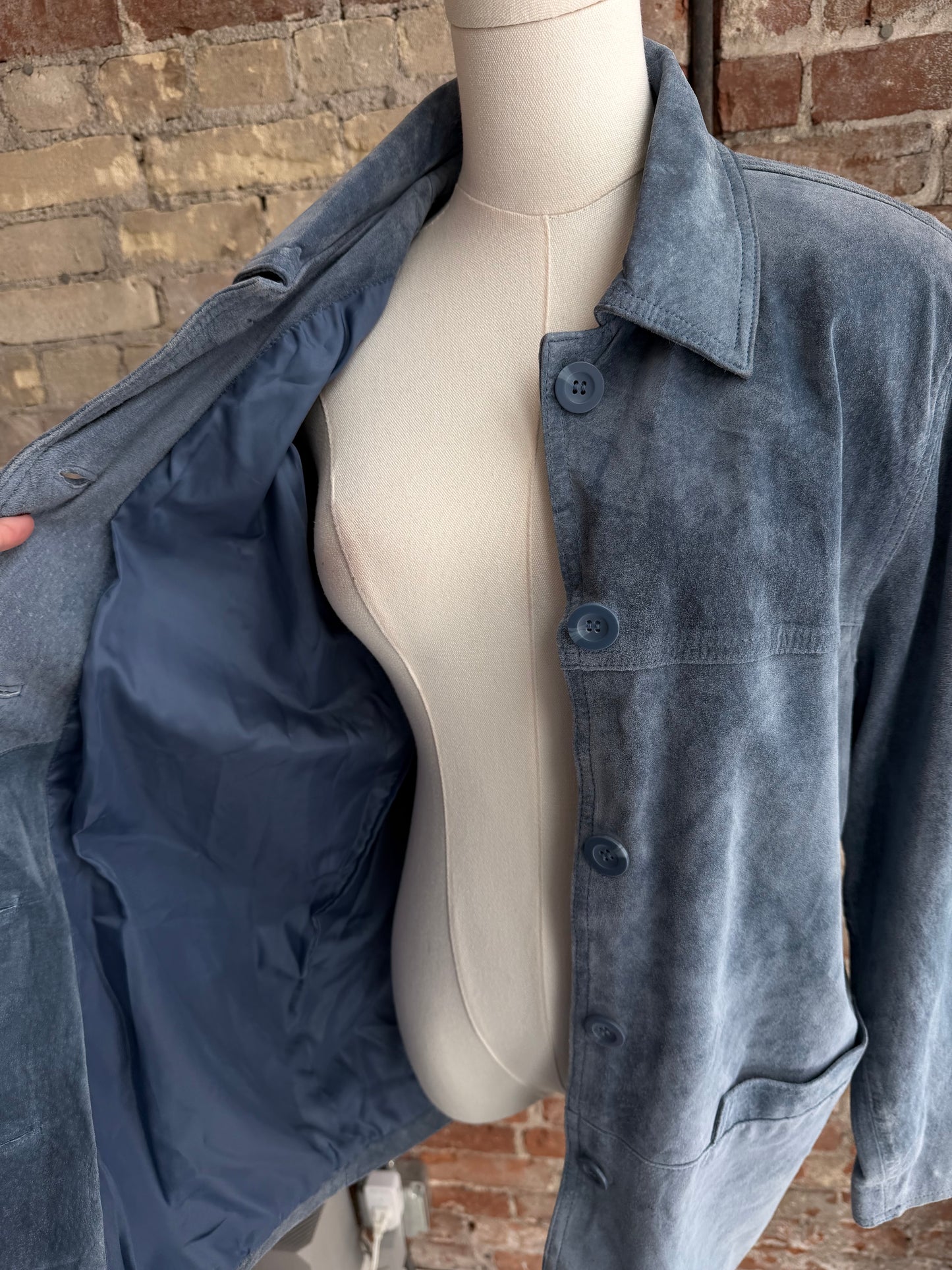 90s/00s Giacca blue suede chore coat
