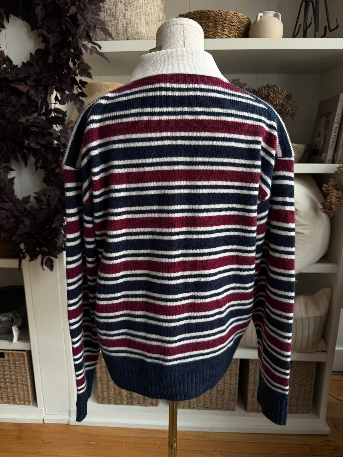 JCrew Sweater polo in striped vintage wool. Size M