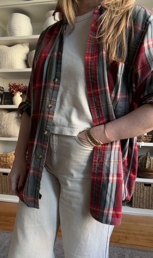 90s Nautica plaid button down. Made in the USA