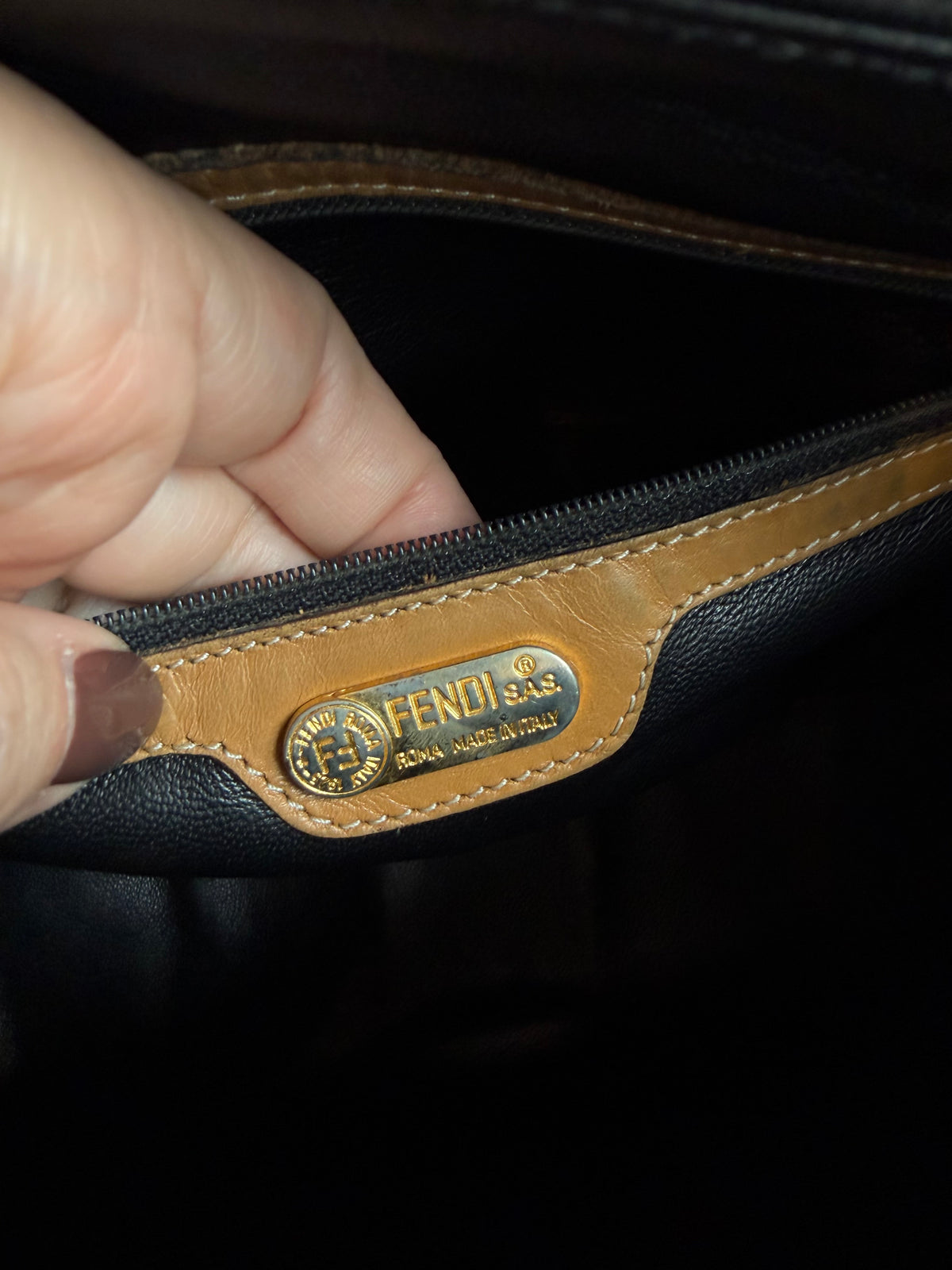 80s Fendi Pequin Boston bag with original duster bag and gift bag