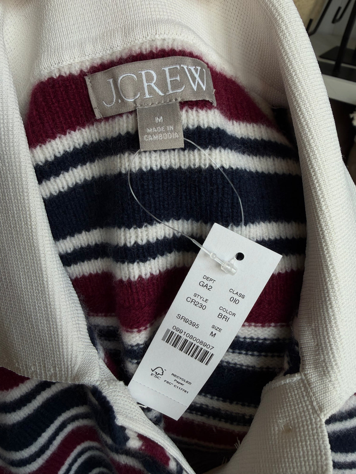 JCrew Sweater polo in striped vintage wool. Size M