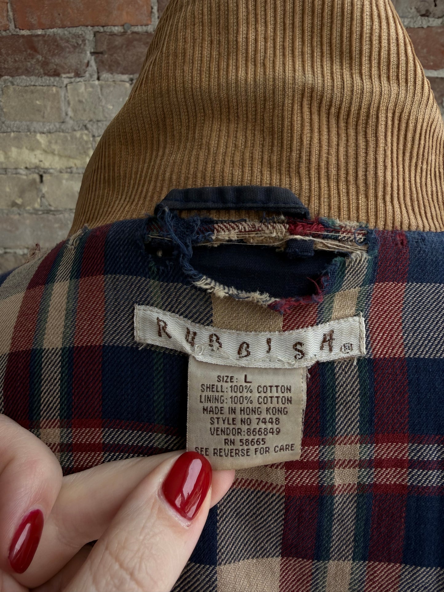 90s Rubbish navy barn coat. Made in Hong Kong