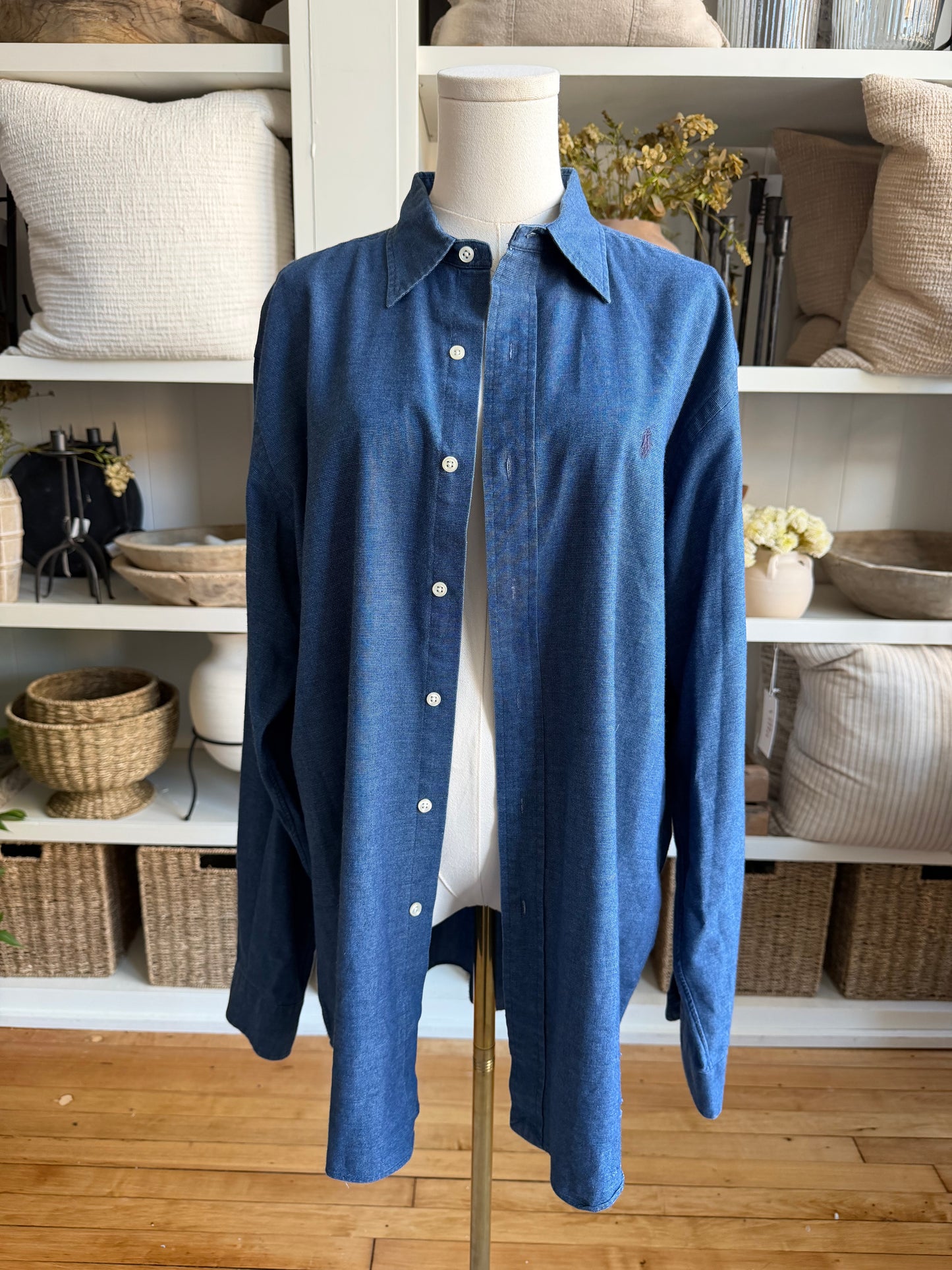 90s Ralph Lauren navy poplin button down