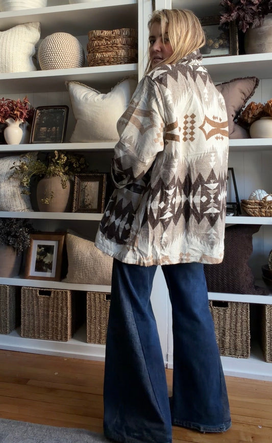 Vintage patterned jacket. Sourced in Paris. Fits M-XL